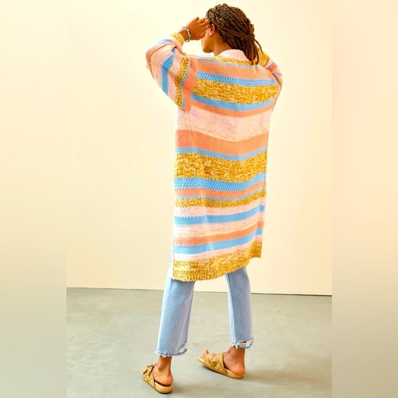 Anthropologie Textured Striped Cardigan One Size Open Front Soft Knit Cozy EUC - Picture 8 of 16